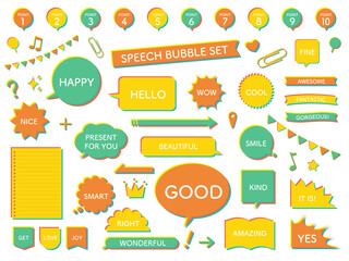 版ズレ風のカラフルな吹き出しセット＿文字あり