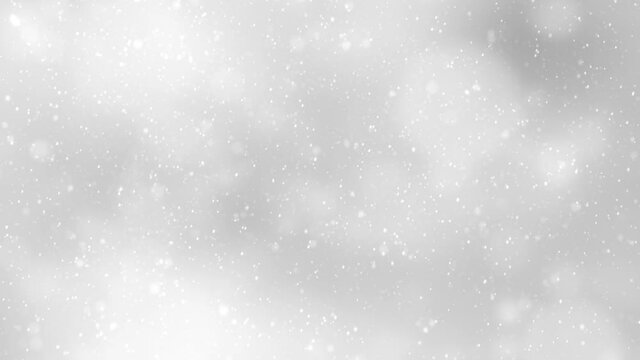 Silver bright snowflakes falling on blurry animation background.