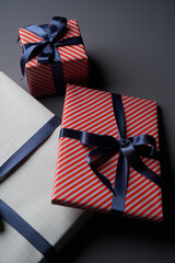 Gift boxes collection for Christmas. Wrapping colorful gift boxes