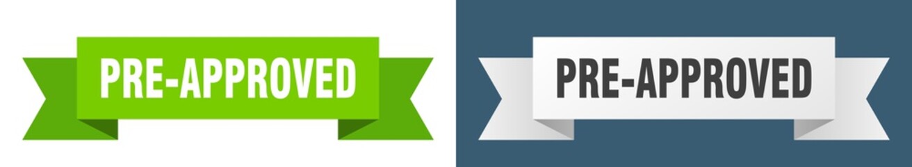 pre-approved ribbon. pre-approved isolated paper sign. banner