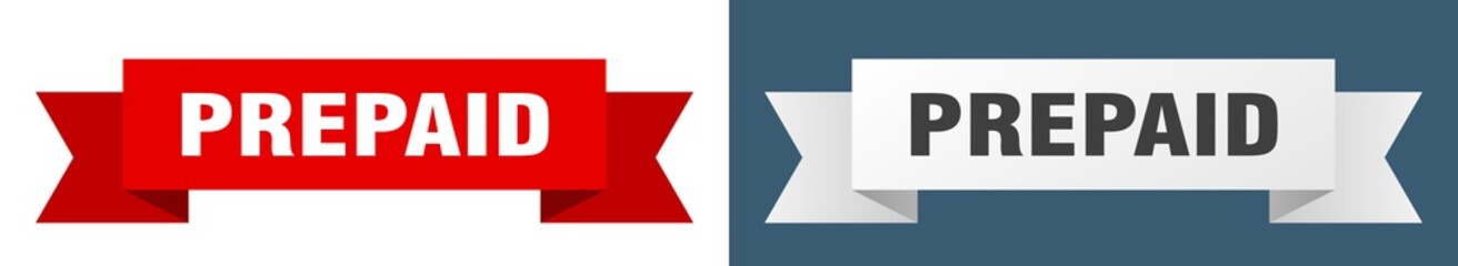 prepaid ribbon. prepaid isolated paper sign. banner