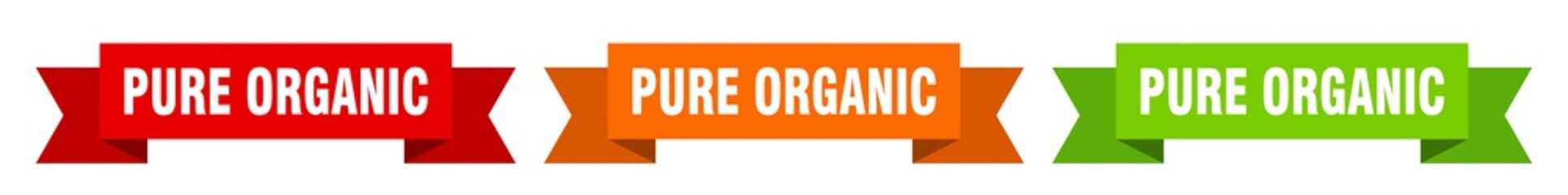 pure organic ribbon. pure organic isolated paper sign. banner