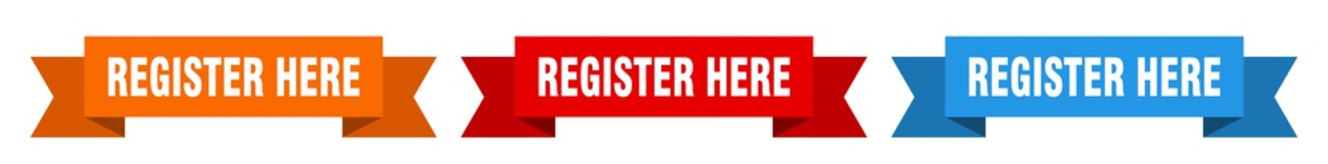 register here ribbon. register here isolated paper sign. banner