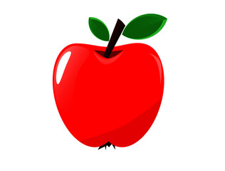 A red apple with two leaves on a white background    