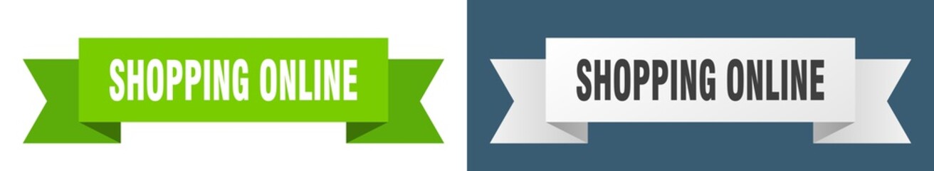 shopping online ribbon. shopping online isolated paper sign. banner