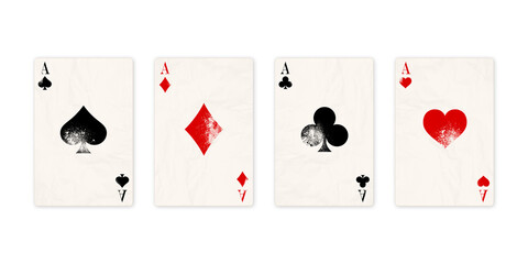 Classic four aces on white background.