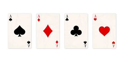 Classic four aces on white background.
