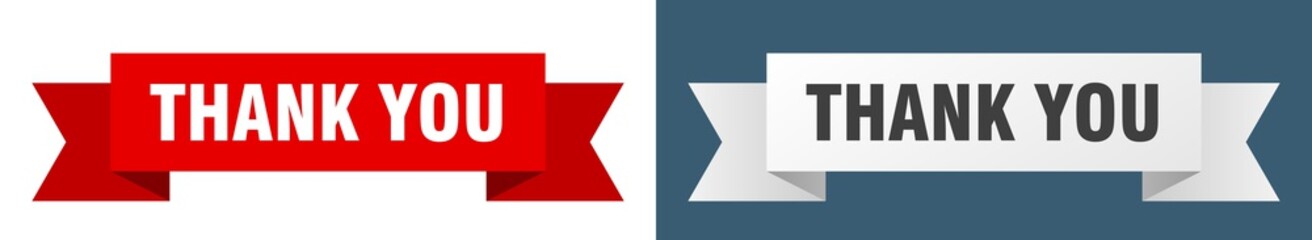 thank you ribbon. thank you isolated paper sign. banner