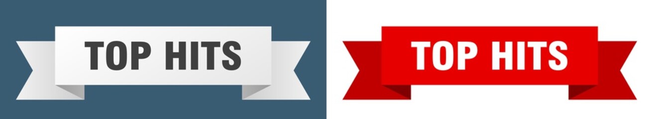 Fototapeta premium top hits ribbon. top hits isolated paper sign. banner