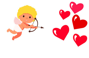 angel or cupid, little baby holds a heart, Valentines day, love, greeting card hand drawn vector illustration pop retro comic style