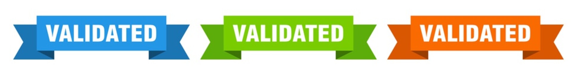 Fototapeta premium validated ribbon. validated isolated paper sign. banner