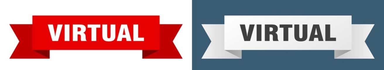 virtual ribbon. virtual isolated paper sign. banner