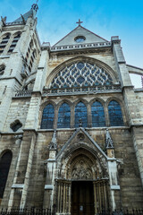 Fototapeta na wymiar The facade of a Gothic church of Saint Etienne in Paris