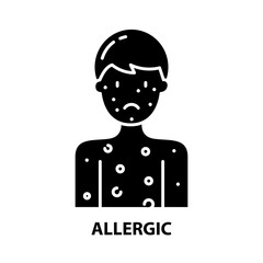 allergic icon, black vector sign with editable strokes, concept illustration