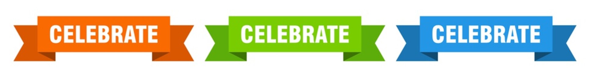 celebrate ribbon. celebrate isolated paper sign. banner