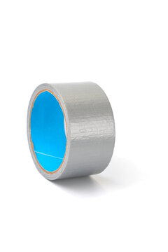 Waterproof reinforced adhesive tpl tape, gray color with a metallic sheen, isolated image. TPL tape consists of special glass fiber reinforced polyethylene basis with rubber adhesive coating.