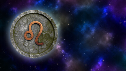 Fototapeta na wymiar Horoscope sign Leo bronze and stone