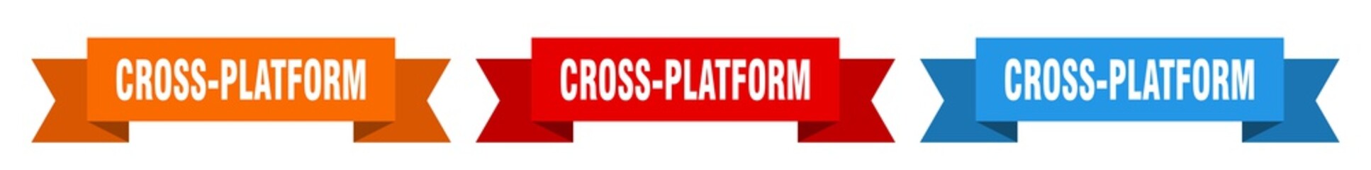 cross-platform ribbon. cross-platform isolated paper sign. banner