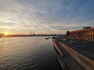 Fototapeta premium sunset over the river
