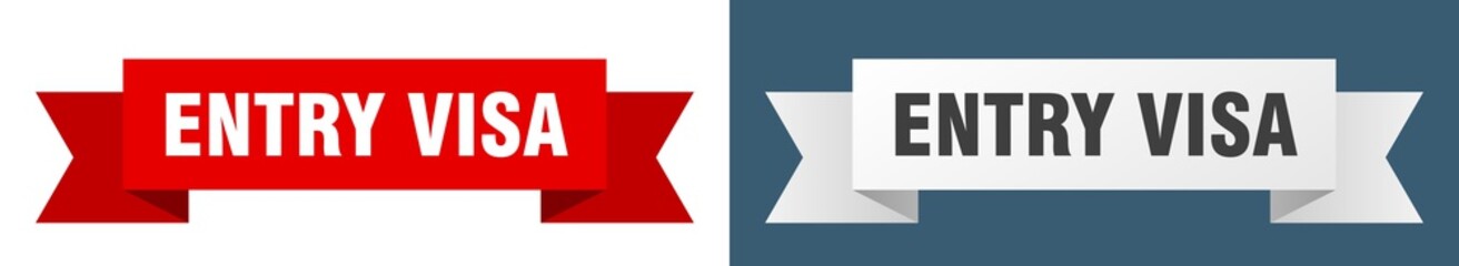 entry visa ribbon. entry visa isolated paper sign. banner