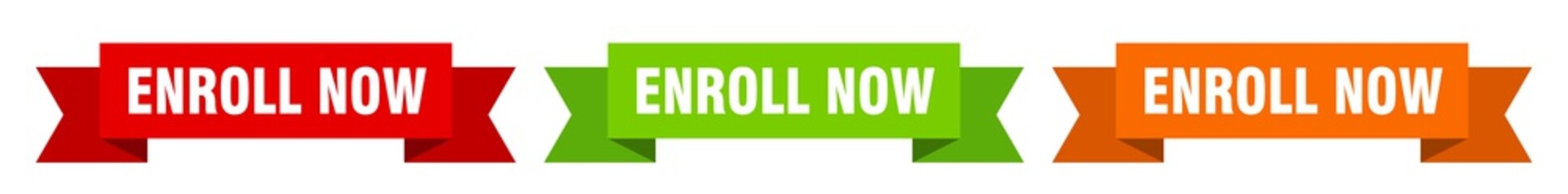 enroll now ribbon. enroll now isolated paper sign. banner