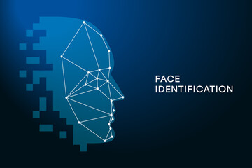 Face Recognition. Face identification technology. Biometric Authentication concept. Facial recognition technology, face id. Vector illustration.