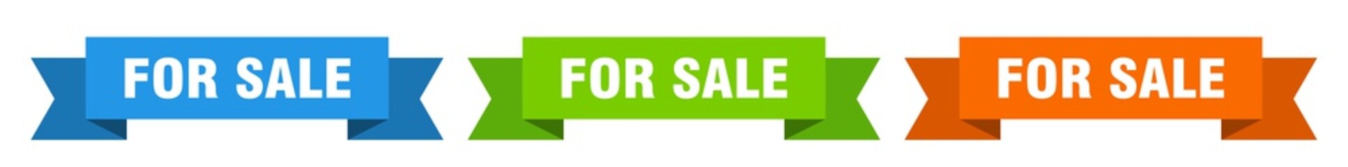 for sale ribbon. for sale isolated paper sign. banner