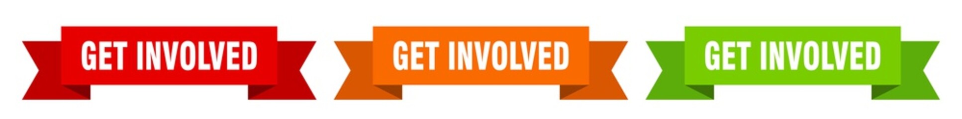 get involved ribbon. get involved isolated paper sign. banner