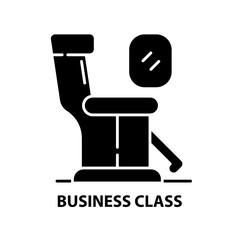 business class icon, black vector sign with editable strokes, concept illustration
