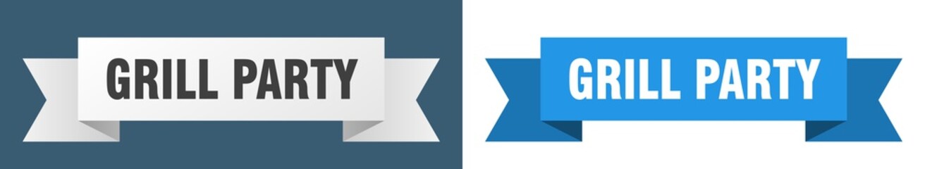 grill party ribbon. grill party isolated paper sign. banner