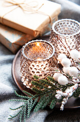 Christmas decorative burning candles