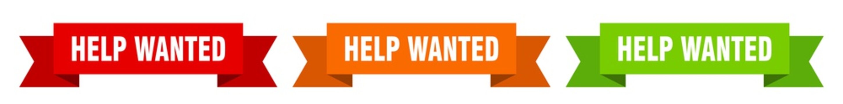help wanted ribbon. help wanted isolated paper sign. banner
