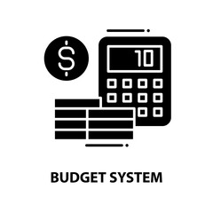 budget system icon, black vector sign with editable strokes, concept illustration