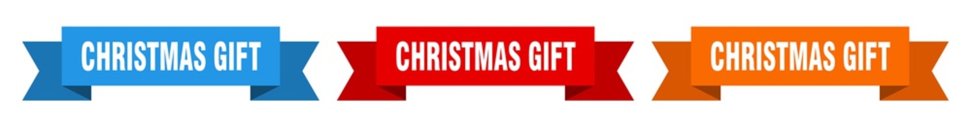 christmas gift ribbon. christmas gift isolated paper sign. banner