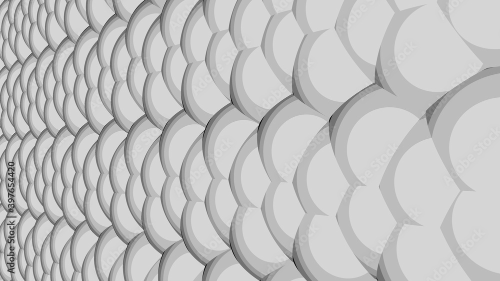 Poster gray abstraction in the form of circles and balls. 3d rendering.