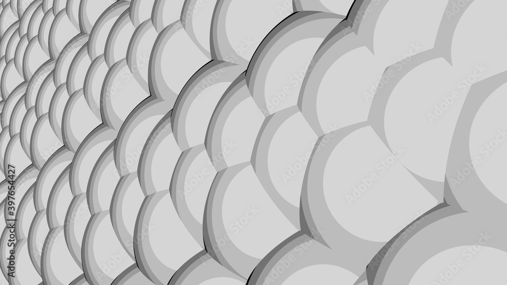 Poster gray abstraction in the form of circles and balls. 3d rendering.