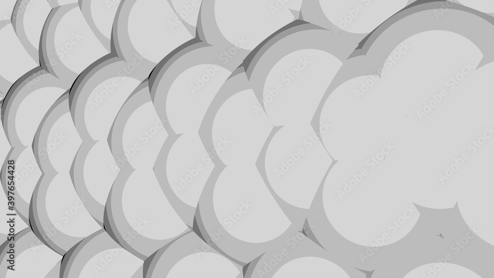 Poster gray abstraction in the form of circles and balls. 3d rendering.
