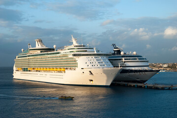 Fototapeta na wymiar Cozumel Island Cruise Ships At Dusk