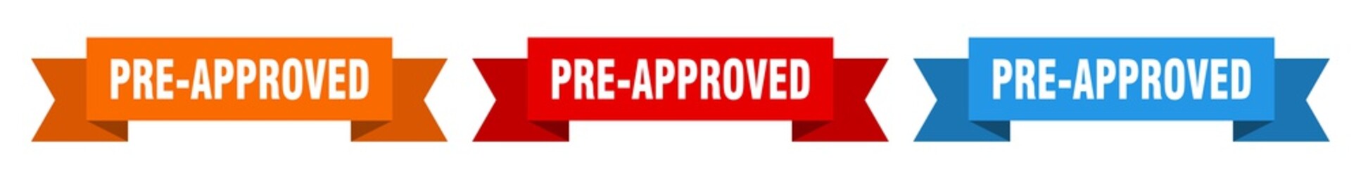 pre-approved ribbon. pre-approved isolated paper sign. banner