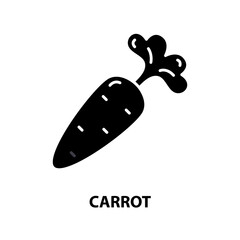 carrot symbol icon, black vector sign with editable strokes, concept illustration