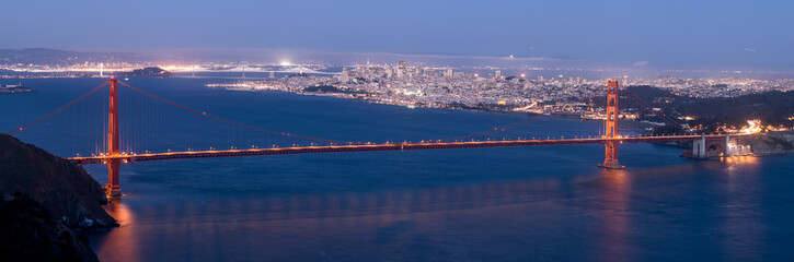 Golden Gate Bridge during blue hour