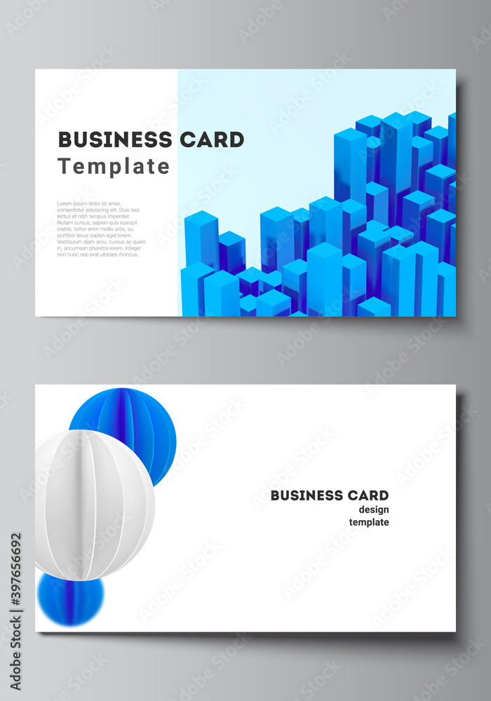 Poster vector layout of two creative business cards design templates, horizontal template vector design. 3d
