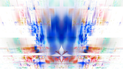 3D illustration of abstract fractal for creative design looks like modern city techno structure.