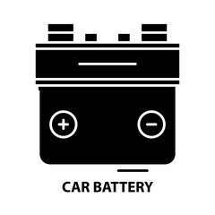 car battery icon, black vector sign with editable strokes, concept illustration