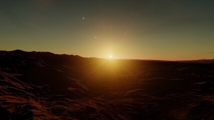 alien planet landscape, science fiction illustration, view from a beautiful planet, beautiful space background