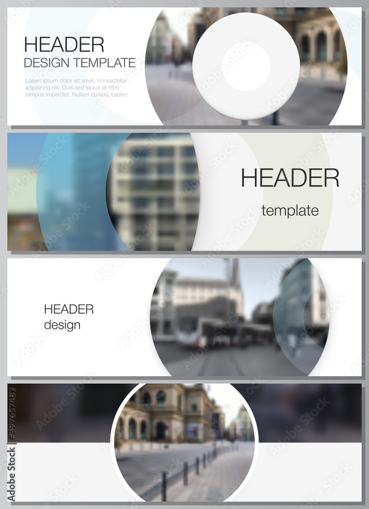 Poster vector layout of headers, banner templates for website footer design, horizontal flyer design, websi