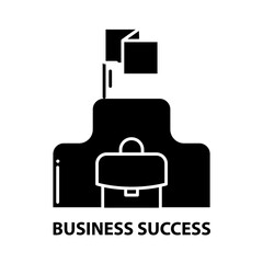 business success icon, black vector sign with editable strokes, concept illustration