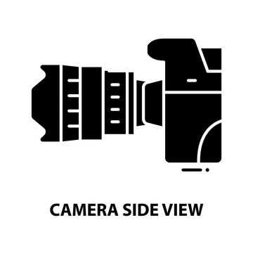 Camera Side View Icon, Black Vector Sign With Editable Strokes, Concept Illustration