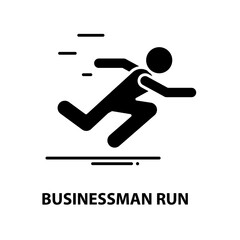 businessman run icon, black vector sign with editable strokes, concept illustration