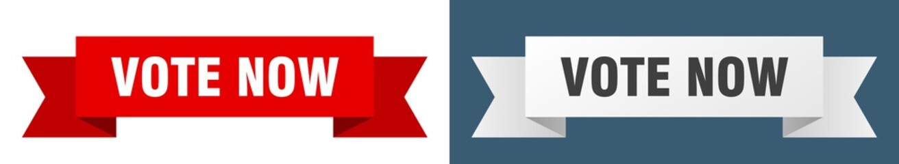 vote now ribbon. vote now isolated paper sign. banner